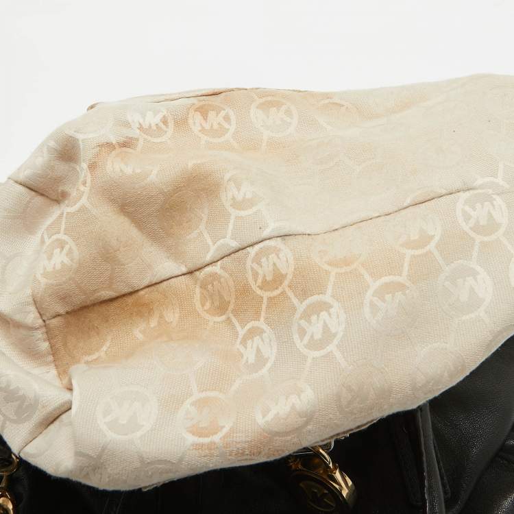 Pre Owned MICHAEL Michael Kors Black Leather Large Hamilton North South Tote