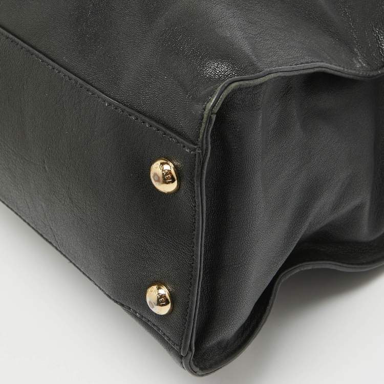 Pre Owned MICHAEL Michael Kors Black Leather Large Hamilton North South Tote