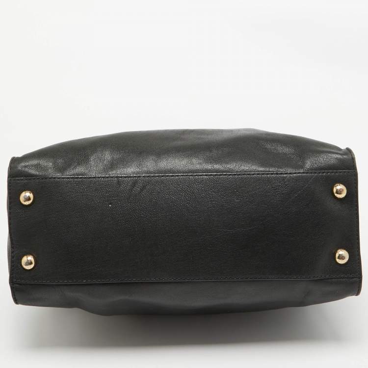 Pre Owned MICHAEL Michael Kors Black Leather Large Hamilton North South Tote