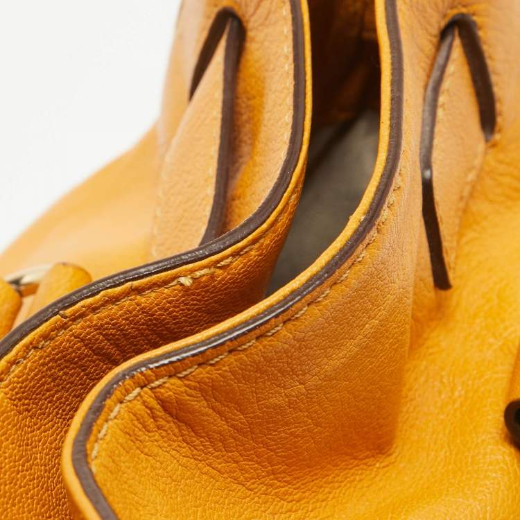 Pre Owned MICHAEL Michael Kors Mustard Leather Large Hamilton North South Tote