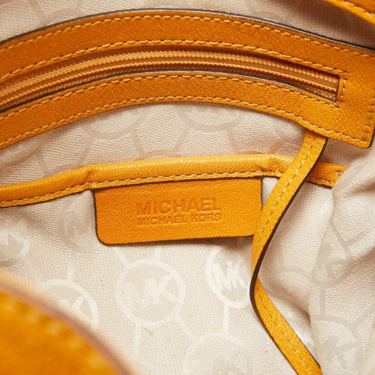 Pre Owned MICHAEL Michael Kors Mustard Leather Large Hamilton North South Tote