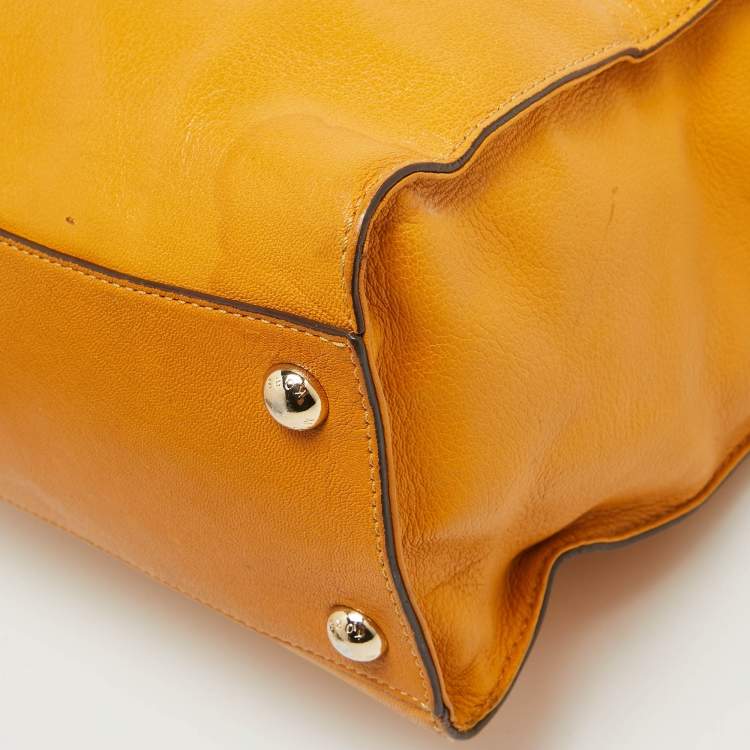 Pre Owned MICHAEL Michael Kors Mustard Leather Large Hamilton North South Tote