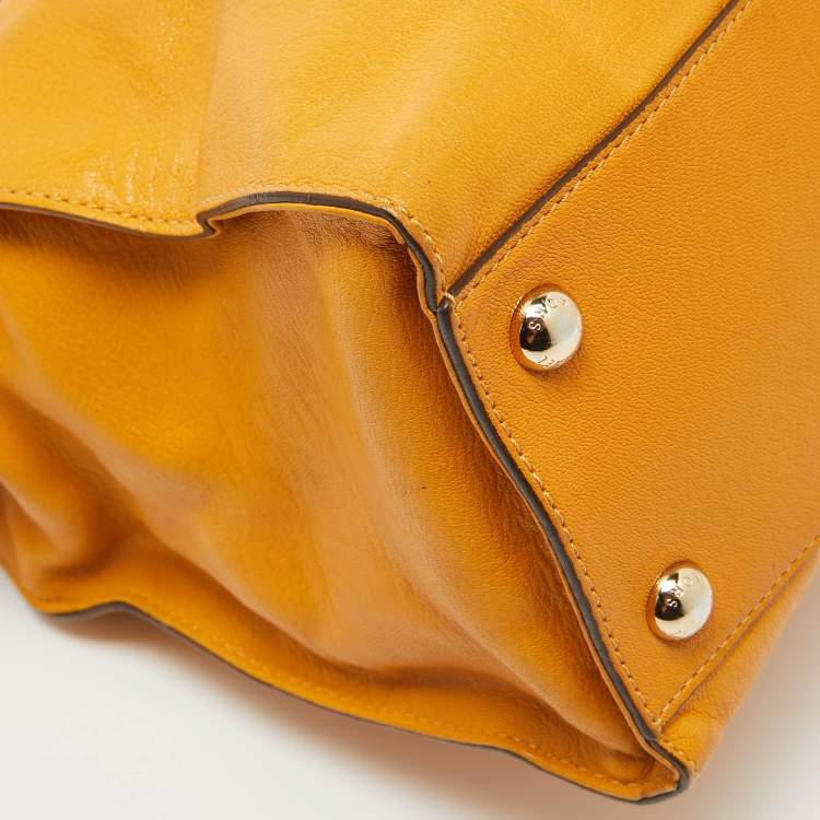 Pre Owned MICHAEL Michael Kors Mustard Leather Large Hamilton North South Tote