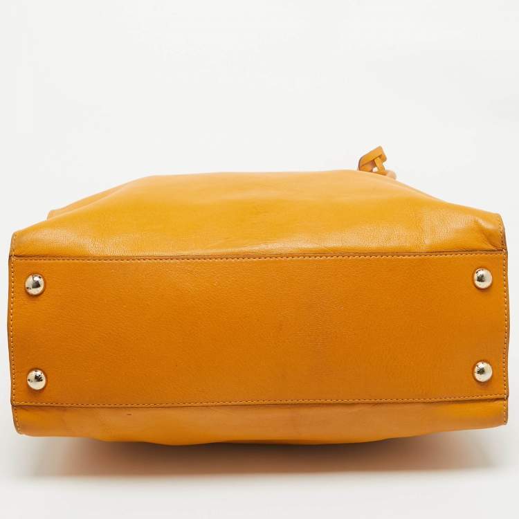 Pre Owned MICHAEL Michael Kors Mustard Leather Large Hamilton North South Tote