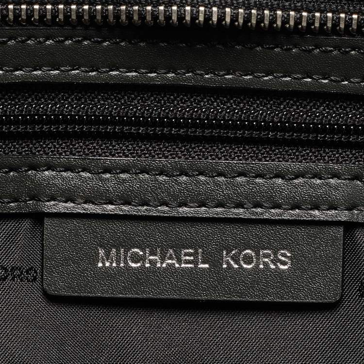 Pre Owned Michael Kors Black/White Leather Large Graffiti Whitney Tote