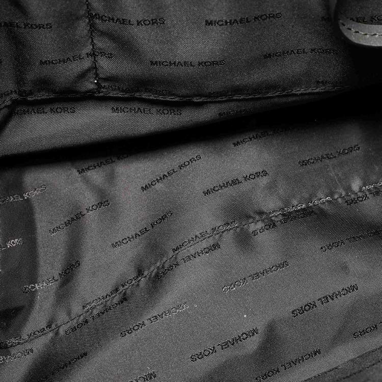 Pre Owned Michael Kors Black/White Leather Large Graffiti Whitney Tote