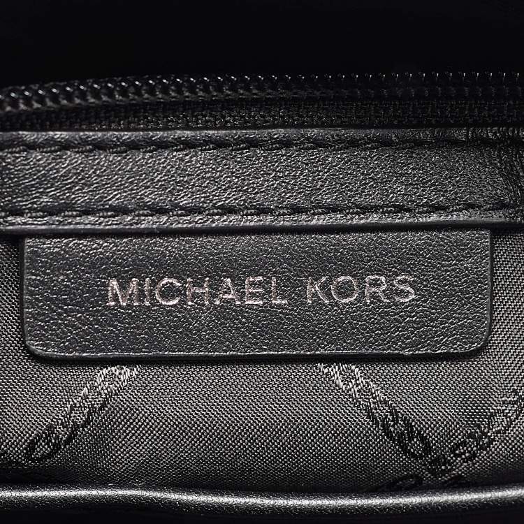 Pre Owned Michael Kors Black/White Checkboard Logo Leather Large Whitney Tote