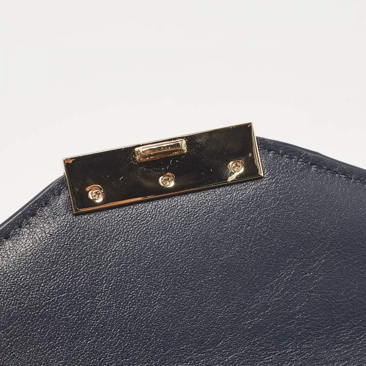 Pre Owned Michael Kors Navy Blue Leather Mini Whitney Top Handle Bag