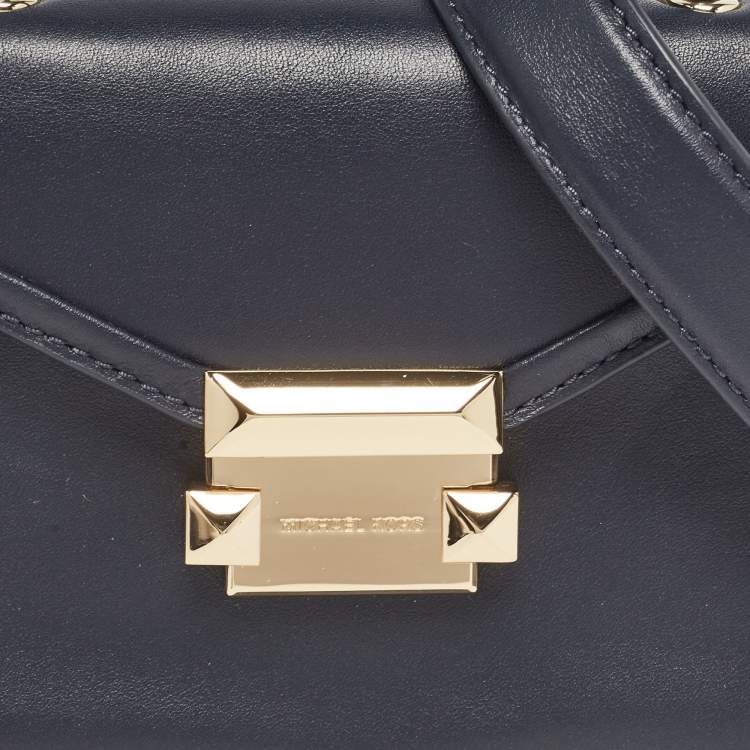 Pre Owned Michael Kors Navy Blue Leather Mini Whitney Top Handle Bag