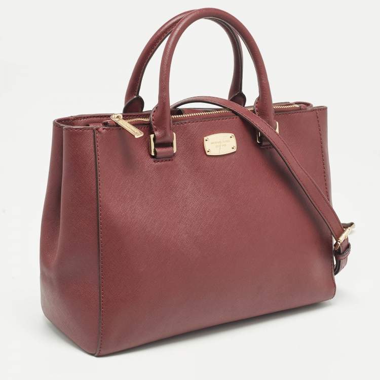 Pre Owned Michael Kors Burgundy Leather Kellen Tote