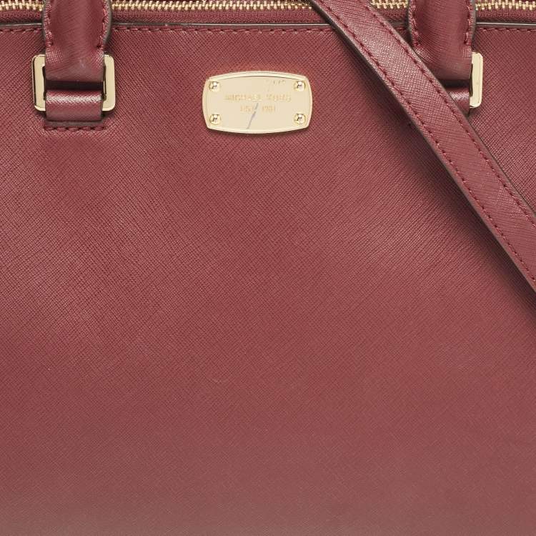 Pre Owned Michael Kors Burgundy Leather Kellen Tote