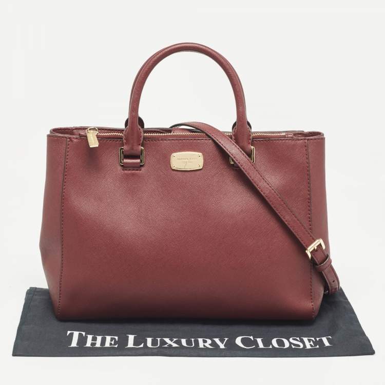 Pre Owned Michael Kors Burgundy Leather Kellen Tote
