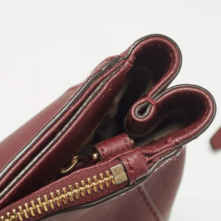 Pre Owned Michael Kors Burgundy Leather Kellen Tote