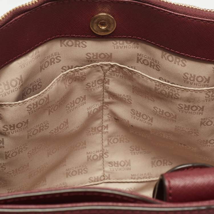Pre Owned Michael Kors Burgundy Leather Kellen Tote