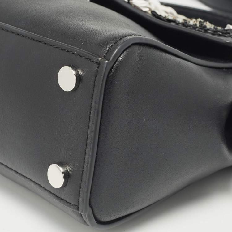 Pre Owned Michael Kors Black Leather Bristol Embellished Top Handle Bag