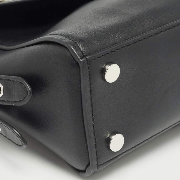 Pre Owned Michael Kors Black Leather Bristol Embellished Top Handle Bag
