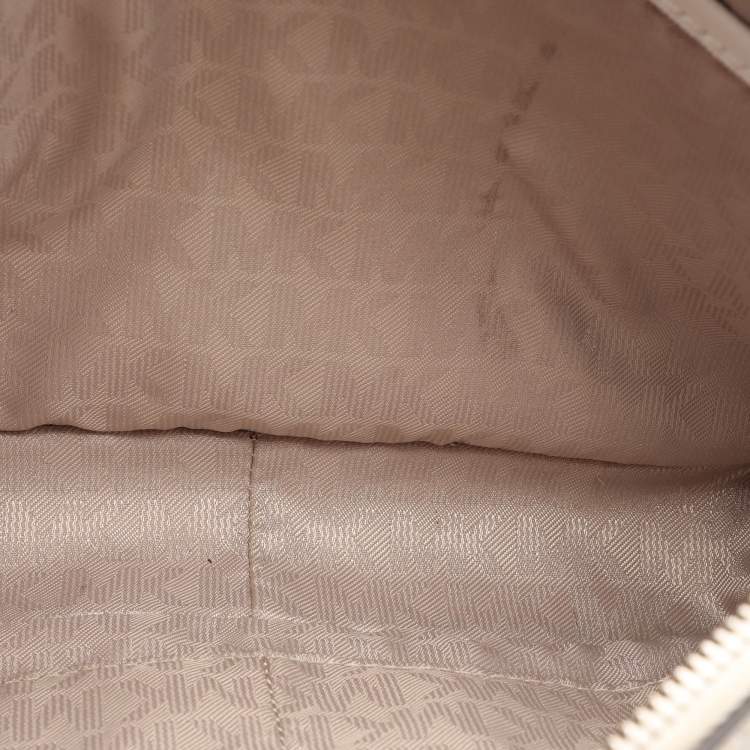 Pre Owned Michael Kors White Leather Laser Cut East West Crossbody Bag