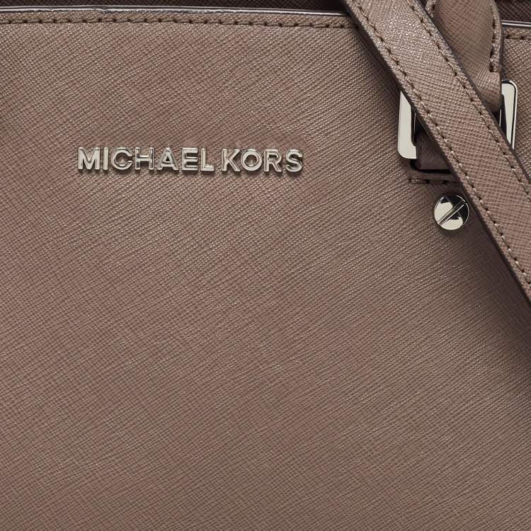 Pre Owned Michael Kors Dark Beige Leather Medium Selma Tote