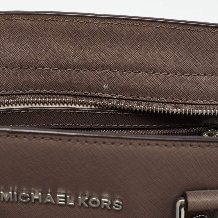 Pre Owned Michael Kors Dark Beige Leather Medium Selma Tote