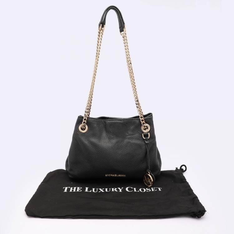 Pre Owned Michael Kors Black Leather Jet Set Tote