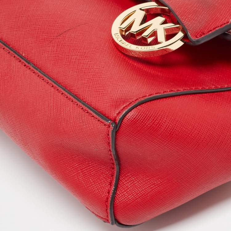 Pre Owned Michael Kors Red Leather Mini Ava Top Handle Bag