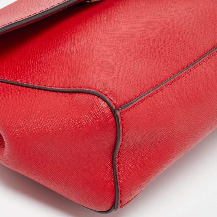 Pre Owned Michael Kors Red Leather Mini Ava Top Handle Bag