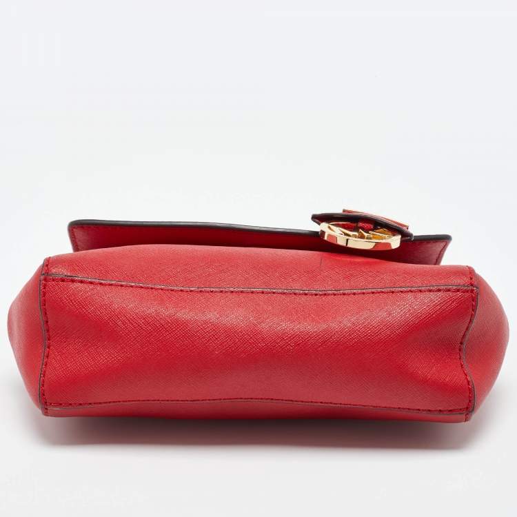 Pre Owned Michael Kors Red Leather Mini Ava Top Handle Bag
