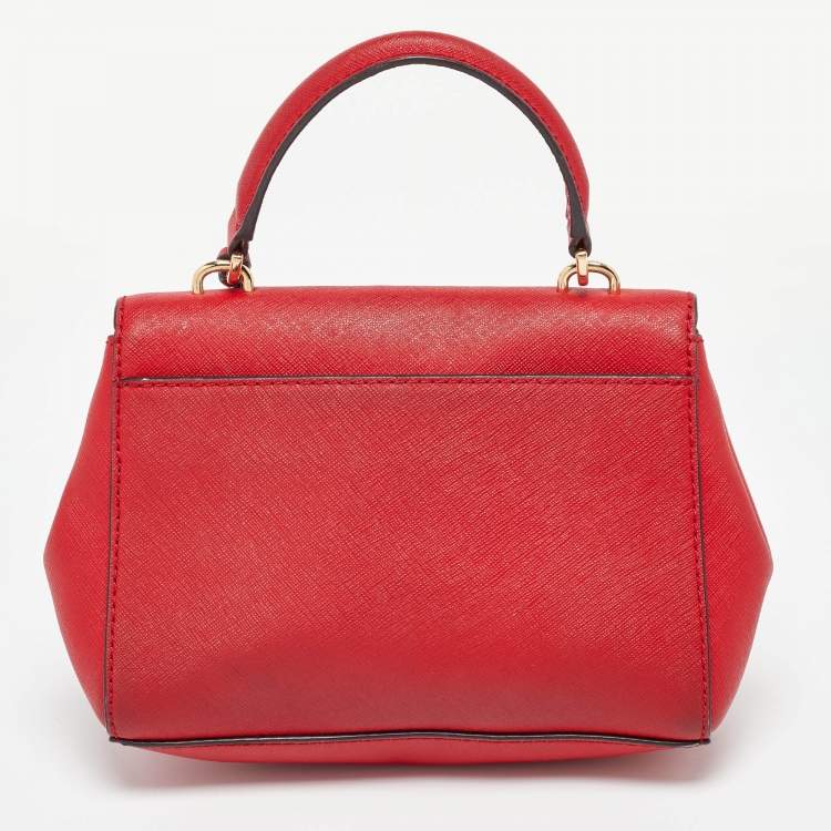 Pre Owned Michael Kors Red Leather Mini Ava Top Handle Bag