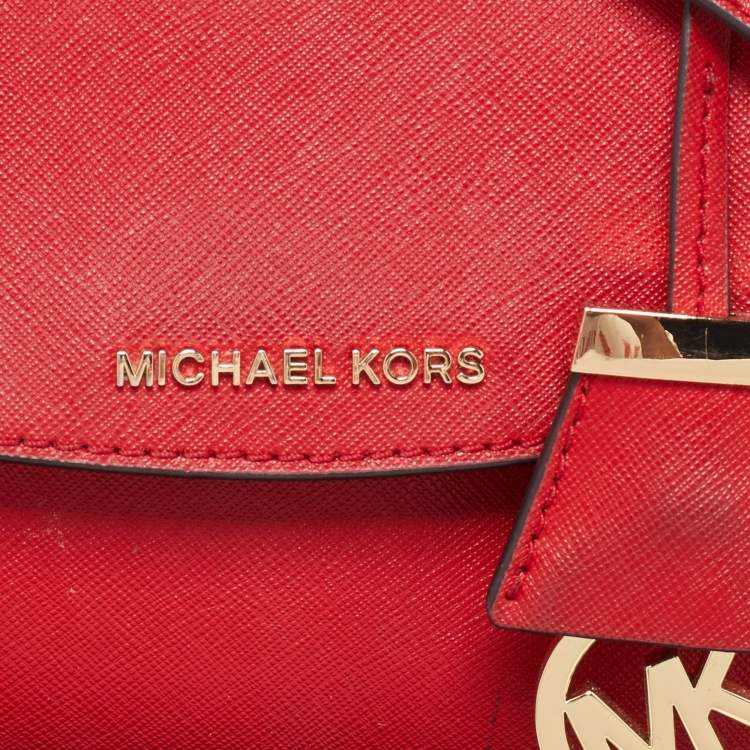 Pre Owned Michael Kors Red Leather Mini Ava Top Handle Bag