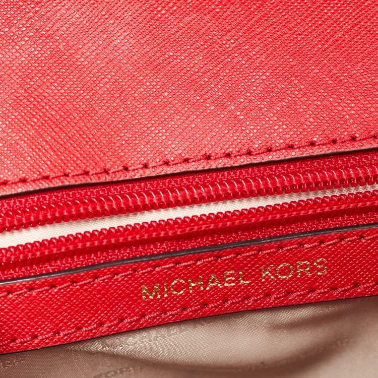 Pre Owned Michael Kors Red Leather Mini Ava Top Handle Bag