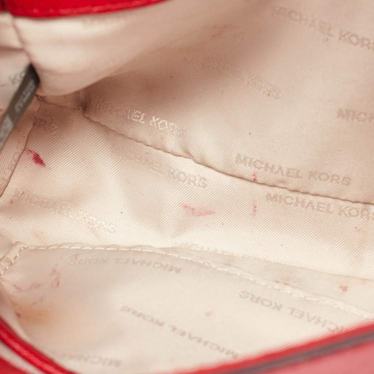 Pre Owned Michael Kors Red Leather Mini Ava Top Handle Bag