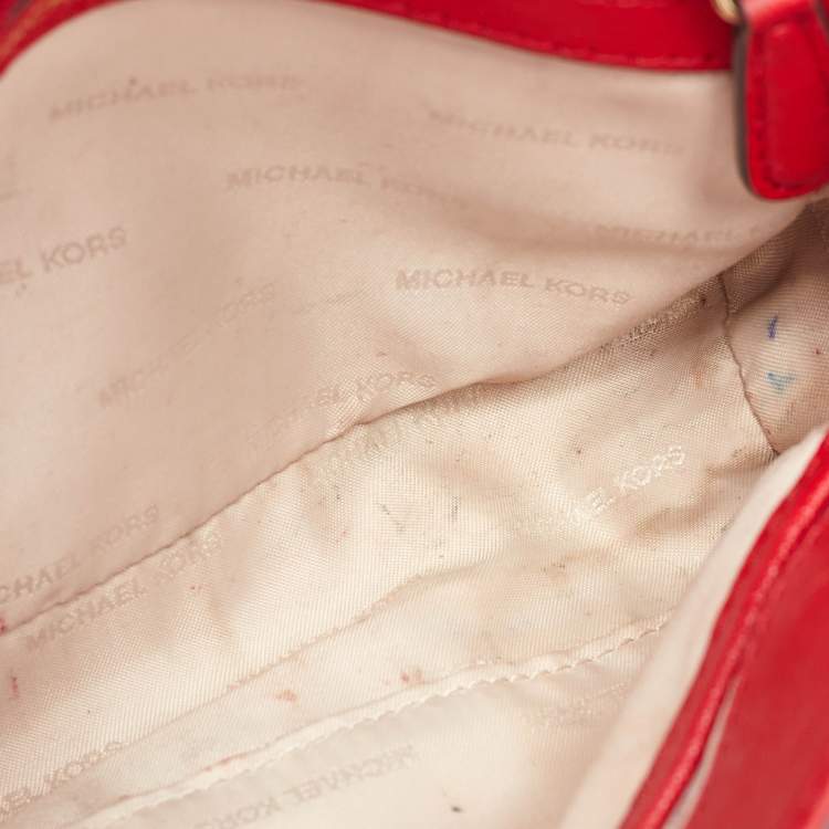 Pre Owned Michael Kors Red Leather Mini Ava Top Handle Bag