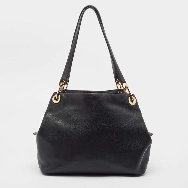 Pre Owned Michael Kors Black Leather Large Raven Shoulder Bag