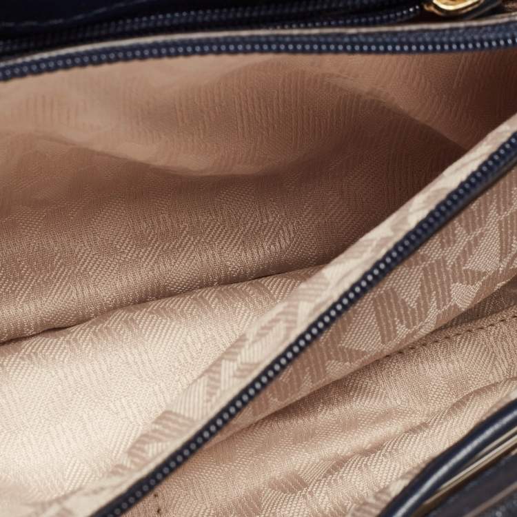 Pre Owned Michael Kors Navy Blue Quilted Denim and Leather Sloan Shoulder Bag