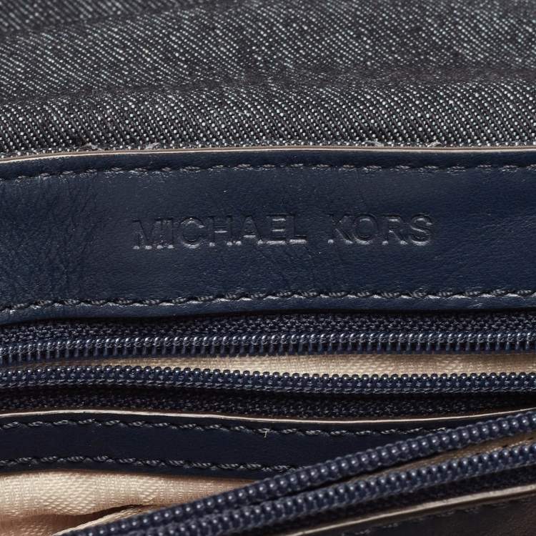 Pre Owned Michael Kors Navy Blue Quilted Denim and Leather Sloan Shoulder Bag