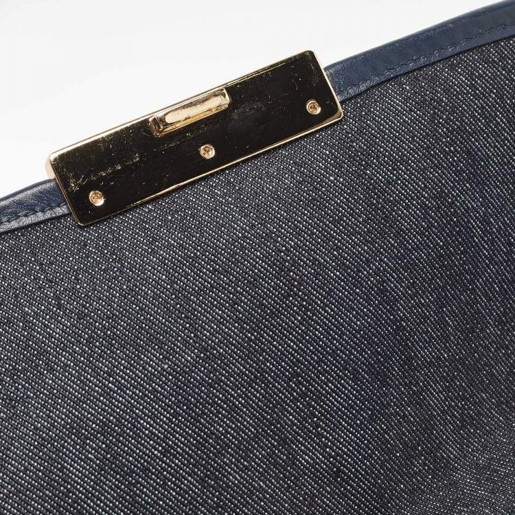 Pre Owned Michael Kors Navy Blue Quilted Denim and Leather Sloan Shoulder Bag
