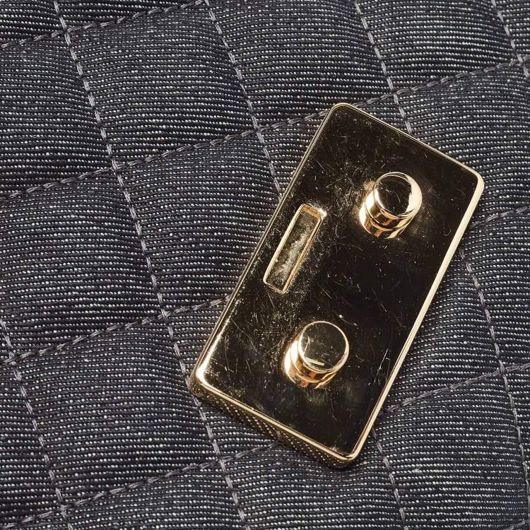 Pre Owned Michael Kors Navy Blue Quilted Denim and Leather Sloan Shoulder Bag