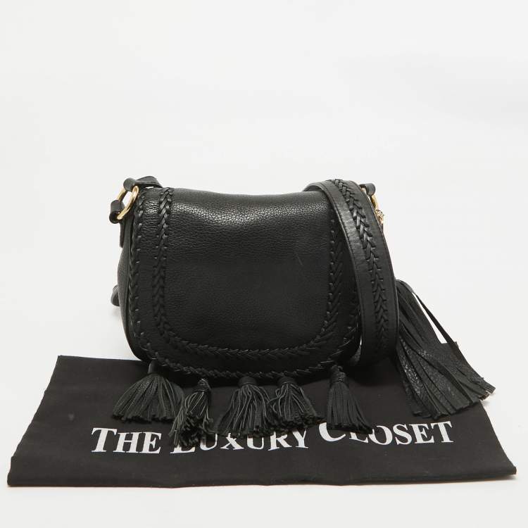 Pre Owned Michael Kors Black Leather Moroccan Saddle Crossbody Bag