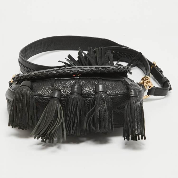 Pre Owned Michael Kors Black Leather Moroccan Saddle Crossbody Bag