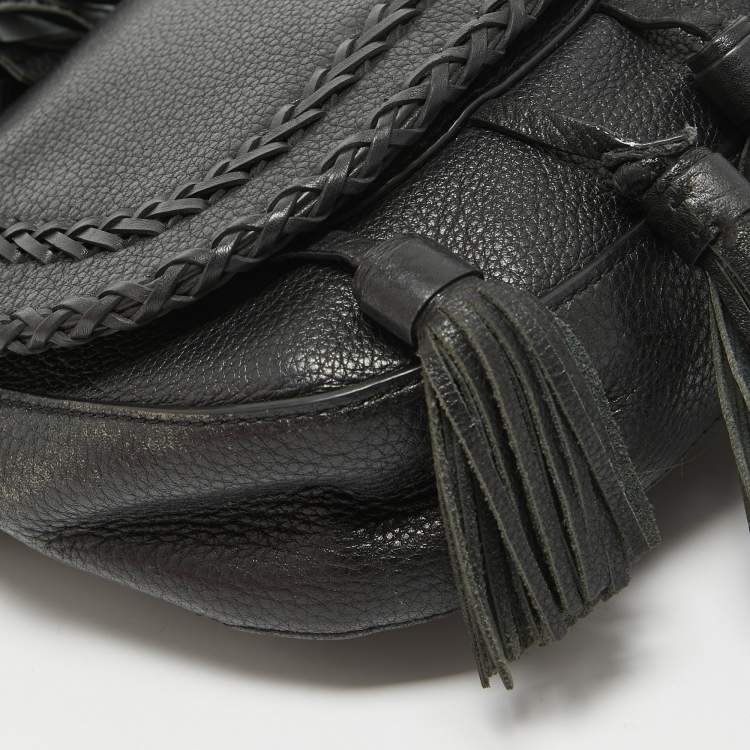 Pre Owned Michael Kors Black Leather Moroccan Saddle Crossbody Bag