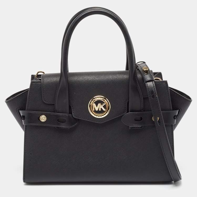 Pre Owned Michael Kors Black Leather Carmen Belted Tote