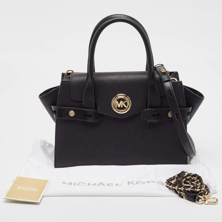 Pre Owned Michael Kors Black Leather Carmen Belted Tote