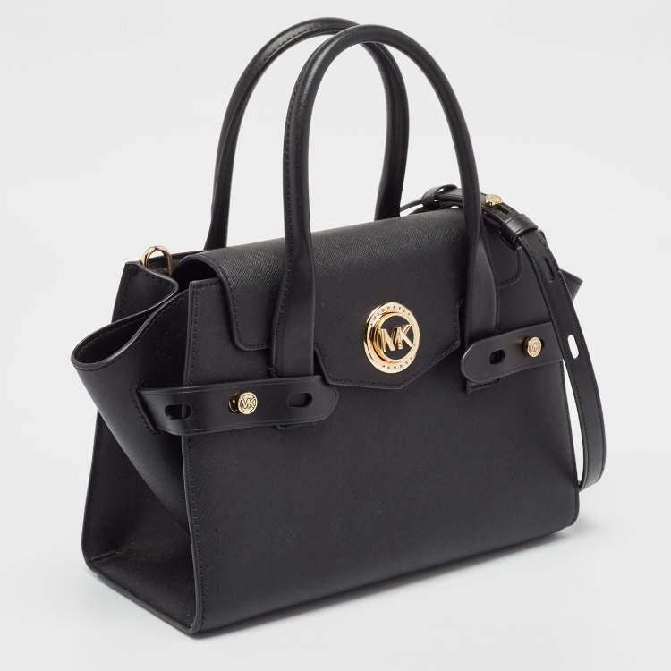 Pre Owned Michael Kors Black Leather Carmen Belted Tote