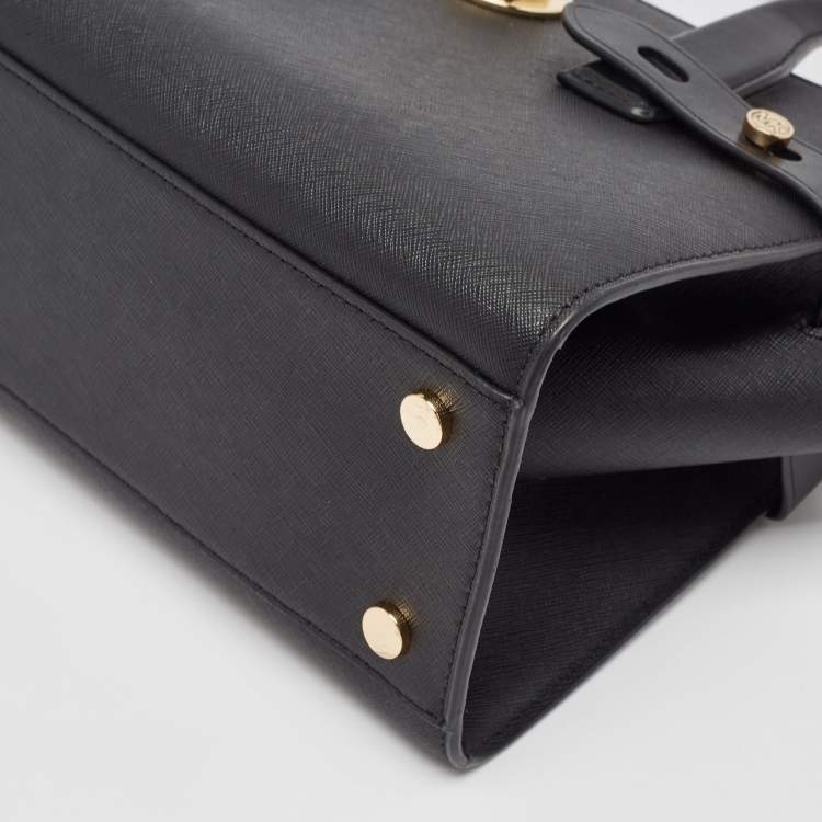 Pre Owned Michael Kors Black Leather Carmen Belted Tote