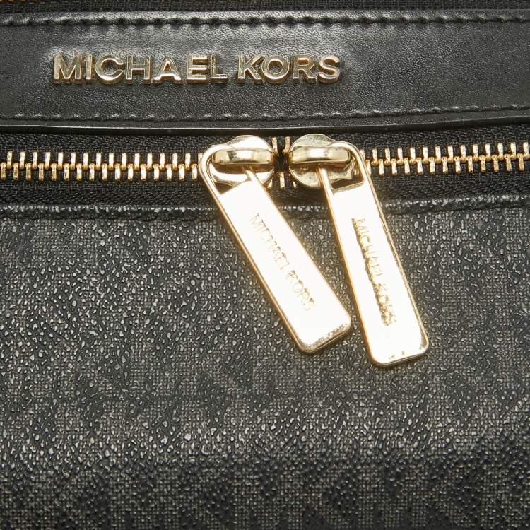 Pre Owned Michael Kors Black Signature Coated Canvas Kenly Logo Belt Bag