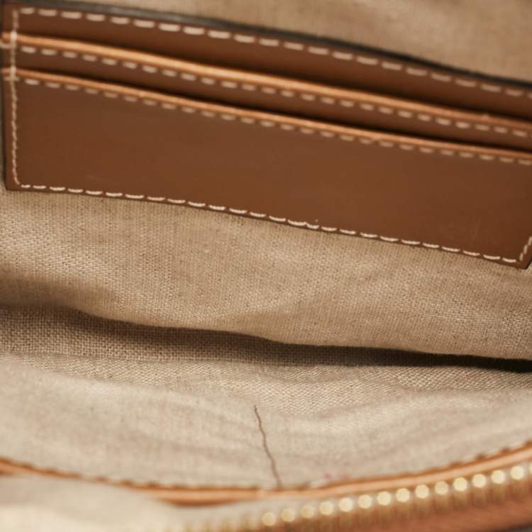 Pre Owned Michael Kors Tan Wicker Malibu Wristlet Zip Pouch