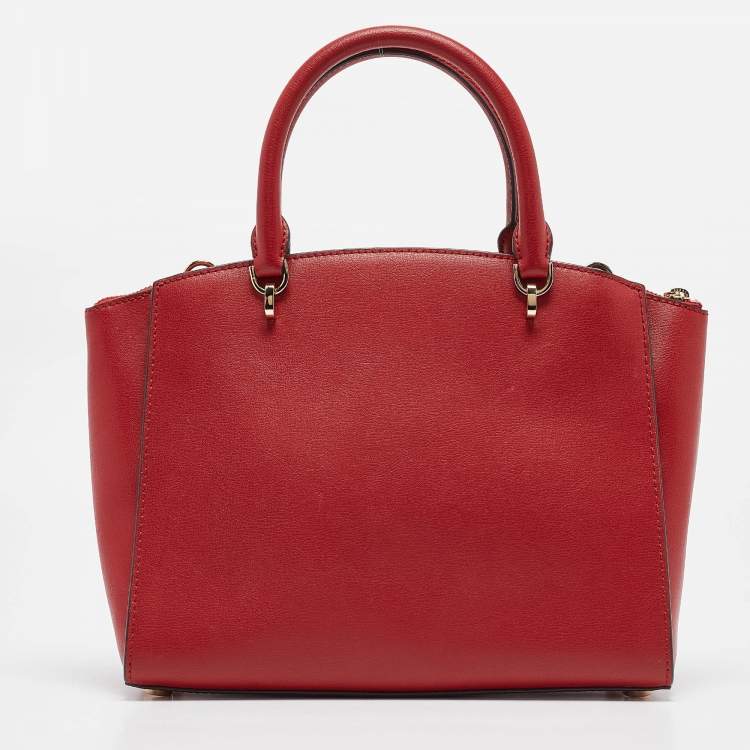 Pre Owned Michael Kors Red Leather Medium Selma Satchel
