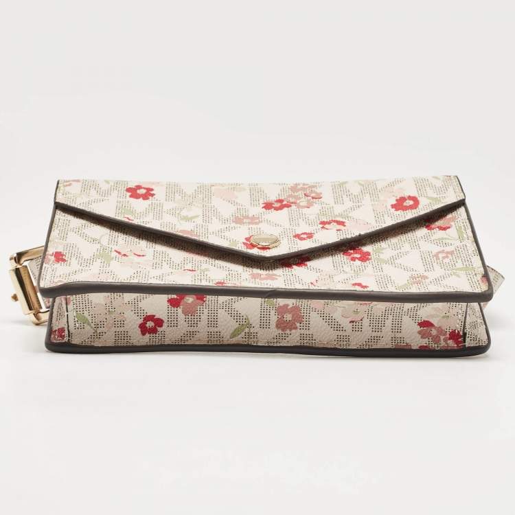 Pre Owned Michael Kors Multicolor Signature Floral Coated Canvas Envelope Belt Bag