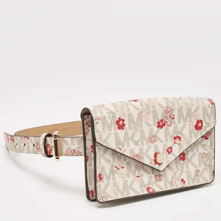 Pre Owned Michael Kors Multicolor Signature Floral Coated Canvas Envelope Belt Bag