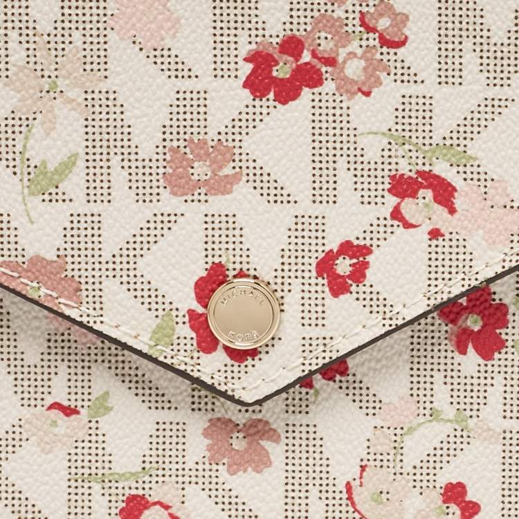 Pre Owned Michael Kors Multicolor Signature Floral Coated Canvas Envelope Belt Bag